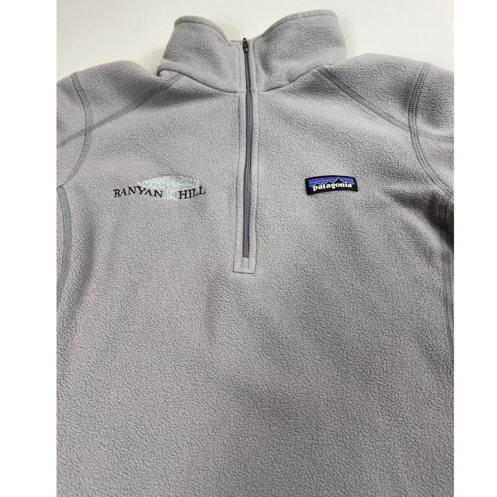 Patagonia Sweater Womens Small Gray Quarter Zip Fleece Pullover Banyan Hill Logo